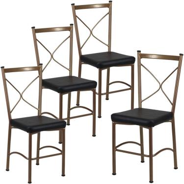 Imagem de 4 Cadeira Buffet Em Alumínio Para Cozinha, Restaurante, área Bronze Com Preto