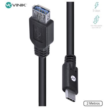 Imagem de Cabo Usb Tipo C P-Extensor Usb A Fêmea V3.2 Gen1 5Gbps 2 Mts