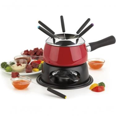 Imagem de Aparelho De Fondue Esmaltado Cervinia 12 Peças Vermelha 1,4l