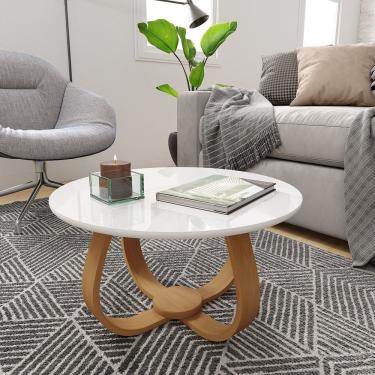 Imagem de Mesa De Centro Redonda 60cm Rubi Branco / Mel