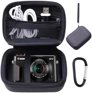 Imagem de Generic Capa Para Câmera Canon G7X Mark Ii/G7X Iii/Canon Powershot Sx740 Hs, Pequena Bolsa Digital Com Alça, Material Rígido Eva Evitar Quedas, Malha Armazenar Cabos De Dados/Baterias (Preta)