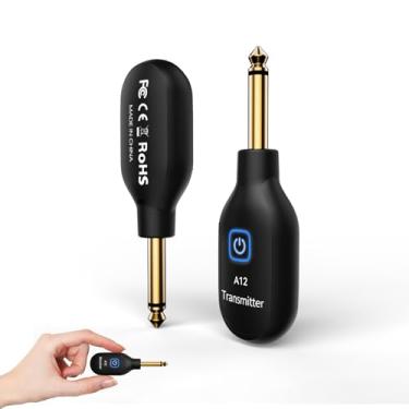 Imagem de WENTELMUSIC Transmissor E Receptor Sem Fio Para Guitarra A12 - Sistema De 2,4 Ghz, Áudio 24 Bits 48 Khz, Alcance 30 Metros, Latência, Recarregável, Fácil Emparelhamento Elétrica Baixo, Preto