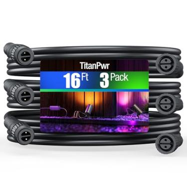 Imagem de TitanPwr Extensão De Cabo À Prova D'Água 4,8 M (Pacote Com 3) Para Luzes Externas Philips Hue 24 V, Compatível Lily Spot, Calla Pathway, Pedestal Impress E Luminária Parede, Conector Macho-Fêmea