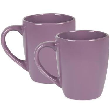 Imagem de BYCNZB Caneca de café de cerâmica extra grande de 765 g, canecas de café jumbo, xícaras de chá grandes com uma alça grande para escritório e casa, conjunto de 2 (roxo)