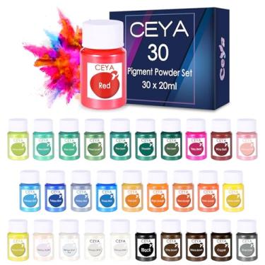 Imagem de ceya Pó De Mica Ceya, Conjunto 30 Cores Pigmentos Resina, 7,41 Oz/210 G, Corante Com Efeito Perolado Para Resina Epóxi, Artesanato, Bomba Banho, Tinta Sabão, Vela, Esmalte, Maquiagem, Pintura, Slime