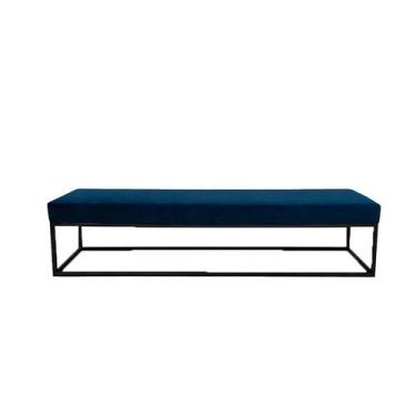 Imagem de Banco 3 Lugares Giulia Veludo Azul e Preto 180 cm - Mobly