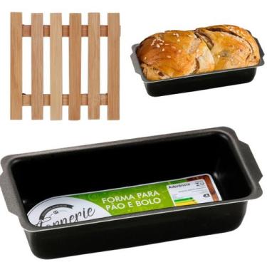 Imagem de Assadeira Pão Retangular Antiaderente 2L + Descanso Panela - Marcolar