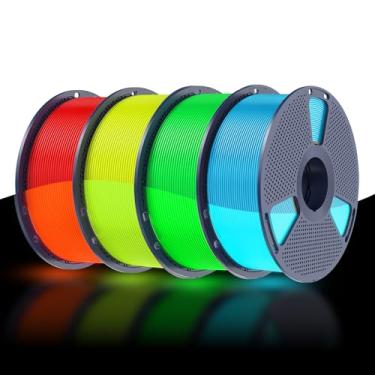 Imagem de SUNLU Pacote de filamentos PETG que brilha no escuro, filamento luminoso para impressora 3D PETG 1,75 mm, precisão dimensional +/- 0,02 mm, 4 kg no total, 1 kg por carretel, pacote com 4 (azul