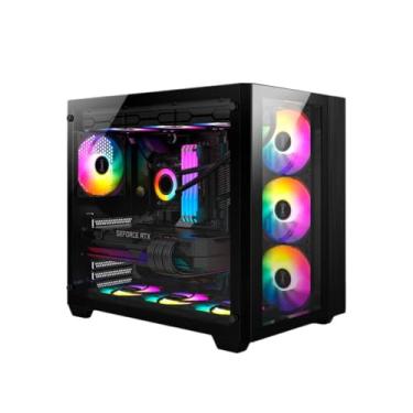 Imagem de Gabinete Gamer Liketec Zeus Pro Glass Dark, Mid Tower, Vidro Temperado, USB 3.0, 6 Ventiladores RGB, Preto
