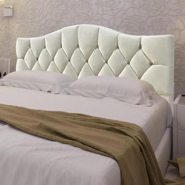 Imagem de Cabeceira Solteiro Cama Box Botões Provençal Areia Suede Com Pés 120Cm