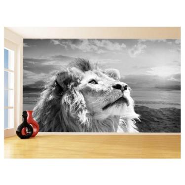 Imagem de Papel De Parede Animais Leão Por Do Sol Rosto 3,5M Anm474 - Você Decor