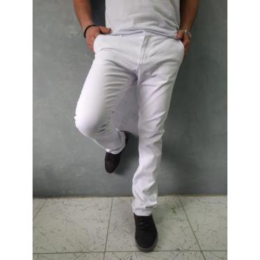 Imagem de Calça Masculina Sarja C/ Elastano Lycra Branca - Denver Jeans , Branco