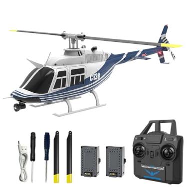 Imagem de Authticar C138 Remote Control Helicopter, Bell206 Helicopter 2.4GHz 4CH Single Propeller Aileron RC Aircraft One Click Roll Takeoff and Landing Six-axis Gyroscope, Air Pressure Setting