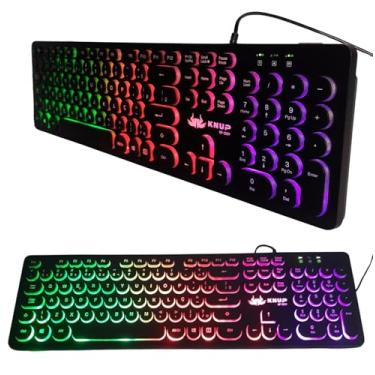 Imagem de Teclado Gamer 107 Teclas Redondas Tipo Chocolate Laser USB Retroiluminado Led RGB