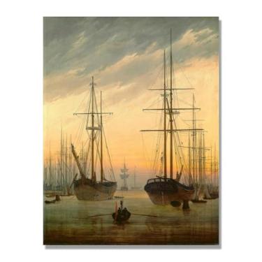 Imagem de NHLDZYH Quadro romântico. (Vista de uma porta) de Caspar David Friedrich. Impressão em tela. Quadros decoração de parede. 40 x 50 cm apenas tela