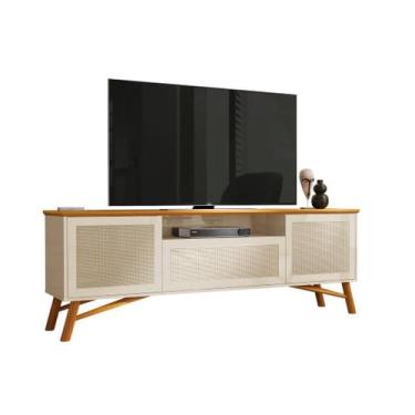 Imagem de Rack Bancada DA Modelo Retrô 2 Portas Cor Off White / Cedro - EN