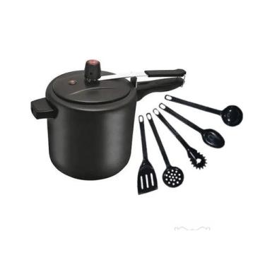 Imagem de Panela De Pressão 7,0 Lts Preta Antiaderente Teflon 5 Camadas Interna 
