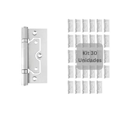 Imagem de Dobradiça De Encaixe Rápido Sobrepor Inox Escovado 3 1/2 Kit 30 Peças Para 10 Portas de Madeira, Vidro, Alumínio Sem Cava Sem Rebaixo Dobradiça 360 Graus Cerrata