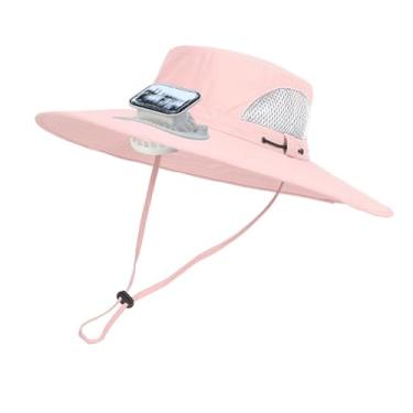 Imagem de Generic Chapéu de proteção solar infantil com ventilador solar recarregável, moderno, respirável, chapéu refrescante para corrida, acampamento, praia e viagem, Rosa