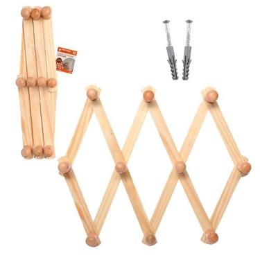 Imagem de Cabide Sanfonado De Parede de Madeira Com Buchas + Parafusos - Western