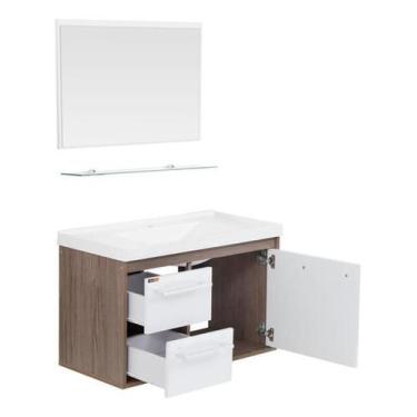 Imagem de Kit Gabinete Para Banheiro Com Cuba E Espelho 41X63X31 - Cerocha
