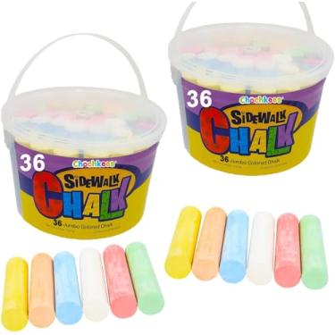 Imagem de Giz jumbo para calçada, giz jumbo, ótimo para arte ao ar livre, giz de calçada para crianças, peças de giz coloridas sortidas, perfeito para lembrancinhas de festa (pacote com 2)