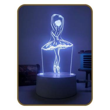 Imagem de Luminária Led 3d 16 Cores Bailarina Decoração Balé - Avelar Criações