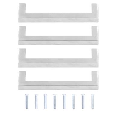Imagem de Armário de cozinha puxa alças do armário 201 aço inoxidável quadrado gaveta puxa design moderno estilo europeu hardware para móveis portas gavetas de mesa conjunto de 4 (12 * 12 * 192)
