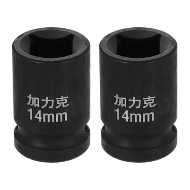 Imagem de HARFINGTON 2 peças soquete quadrado de 4 pontos 1/5.1 cm Drive 14 mm soquete de impacto quadrado métrico CR-V Blackening luva de roda padrão ferramenta de manga pneumática para reparo de automóveis