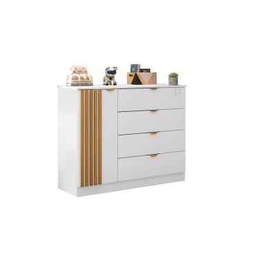 Imagem de Cômoda Sapateira 3 Gavetas 1 Porta Organizadora Infantil Ayla BRANCO - Phoenix Baby