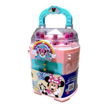 Imagem de Maleta Rosa Minnie Mouse Disney C/ Kit De Maquiagem Portátil Fenzza - 
