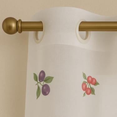 Imagem de Cortina Cozinha Branca em Tecido Voil e Oxford - 2,80x1,20 Estampada Cor Cortina Frutas Delicadas