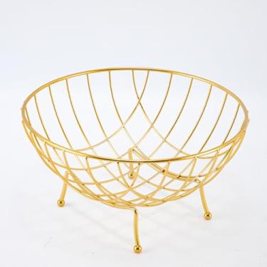 Imagem de Cesta de frutas de arame de ferro de metal tigela de frutas criativa elegante prato de camada única cozinha cesta de frutas suporte tigelas de frutas para balcões tigela de frutas de metal para exibir