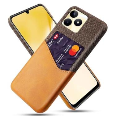 Imagem de Capa para OPPO Realme Note 50,Anti-deslizamento,Proteção contra quedas de 360°,Resistência à impressão digital,Tela e caso de couro PU com 1 slot de cartão atrás-Brown