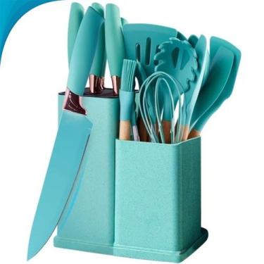 Imagem de Faca com Utensílio 19 Peças Cozinha Preto Premium Entrega Rápida - ATE