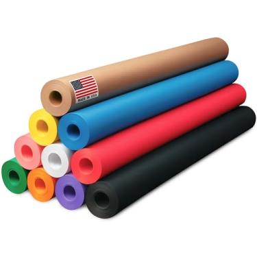 Imagem de Paclord Rolos de papel kraft multicoloridos feitos nos EUA, 61 x 3048 cm, 20 kg/66 g/m2, conjunto de 10 rolos – papel kraft colorido para embalagem, artesanato, projetos de bricolage, embrulho de