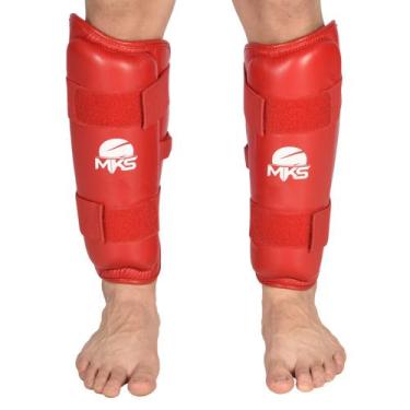 Imagem de Caneleira Kickboxing MKS em PU, Vermelho, G