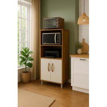 Imagem de Balcão Cozinha para Forno Elétrico/Microondas Multiuso 2 Portas e 4 Pé