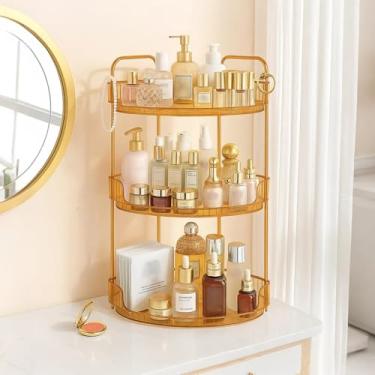 Imagem de ShellKingdom Prateleira de canto, prateleiras organizadoras de mesa de 3 camadas para banheiro, escritório, sala de estar, prateleira de armazenamento de bancada para maquiagem, cuidados com a pele