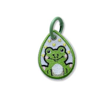 Imagem de 314PI Chaveiro bordado Frog Smile, chaveiro bordado tamanho 5 cm, bordado com chaveiros coloridos para mochila, roupas, motocicletas, scooters, carros, acessórios, presentes de animais naturais