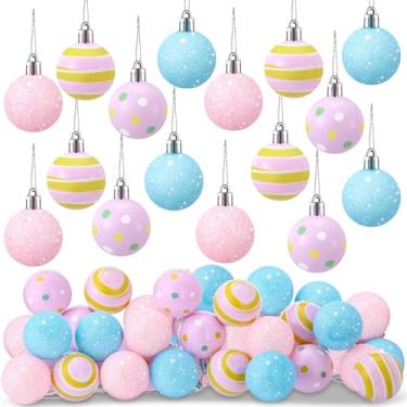 Imagem de Motionchic 24 peças de enfeites de bola de Natal, mini bolas de macarons com glitter, decorações de árvore de Natal de plástico para árvores de Natal, decoração de festa de casamento, 4 cm