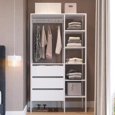 Imagem de Guarda Roupa Closet 100cm com 3 Gavetas Lizze Branco Z54 - Mpozenato, 