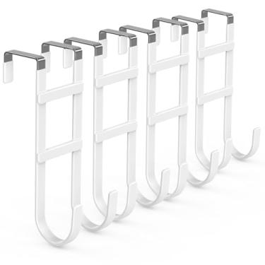 Imagem de FYY Ganchos sobre a porta – Pacote com 4 cabides organizadores de gancho duplo resistente com borracha antiderrapante para uso em toalhas, roupas, chapéus e bolsas no banheiro, quarto, cozinha – serve