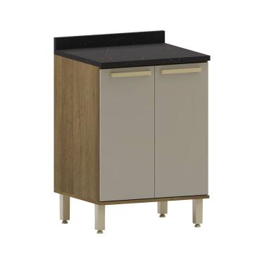 Imagem de Balcão de Cozinha com Tampo 60cm 2 Portas Isis Luciane Móveis