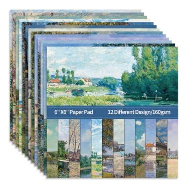Imagem de 15 x 15 cm, cartolina, 160 g/m², bloco de recortes de um lado, 24 papéis, kit de álbum de recortes, decoupage, papel estampado, material para diário, material de sucata, artesanato, pinturas famosas