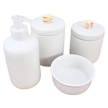 Imagem de Kit Higiene Bebê Lavabo 4 peças c/ Pegador Porcelana Branca - Antilope