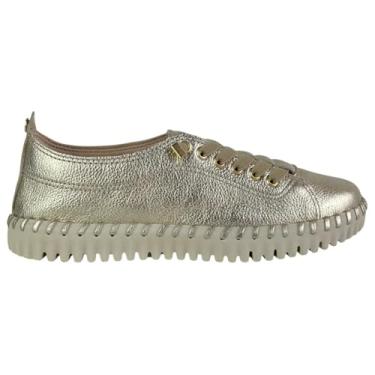 Imagem de Tênis Casual Bottero Couro Legitimo Calce Fácil Confortável (Dourado, BR, Adulto, Numérico, 38)