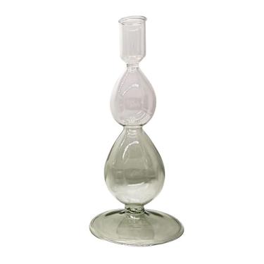 Imagem de Castiçal em vidro D9 x A20cm, cor verde L Hermitage - Full Fit