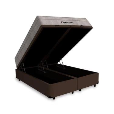 Imagem de Cama Box Baú Queen Bipartido Marrom Colchão Molas Ensacadas Airtech Spring 158x198 - Or...
