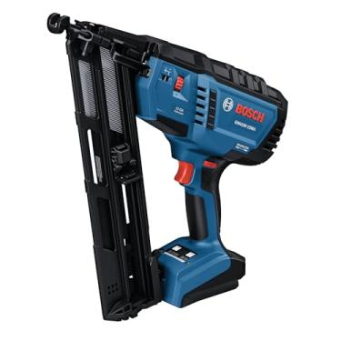Imagem de BOSCH GNH18V-15MAN 18V Pregador de acabamento angular de calibre 15 sem escovas - Precisão para espaços apertados, prende até 1.200 pregos por carga, ativação com uma mão, limpeza de atolamento sem